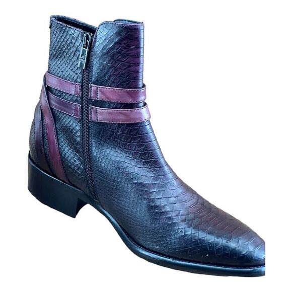 Jo Ghost Men size 8.5  Croc-Embossed Leather Boots Shoes - Picture 11 of 13